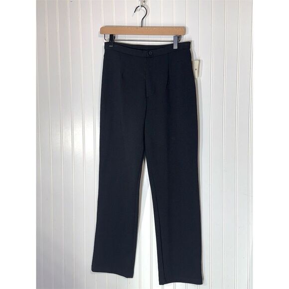 Saks Fifth Avenue Petites 10P Black Straight Leg Dress Pants NWT USA Made Career - Picture 1 of 6